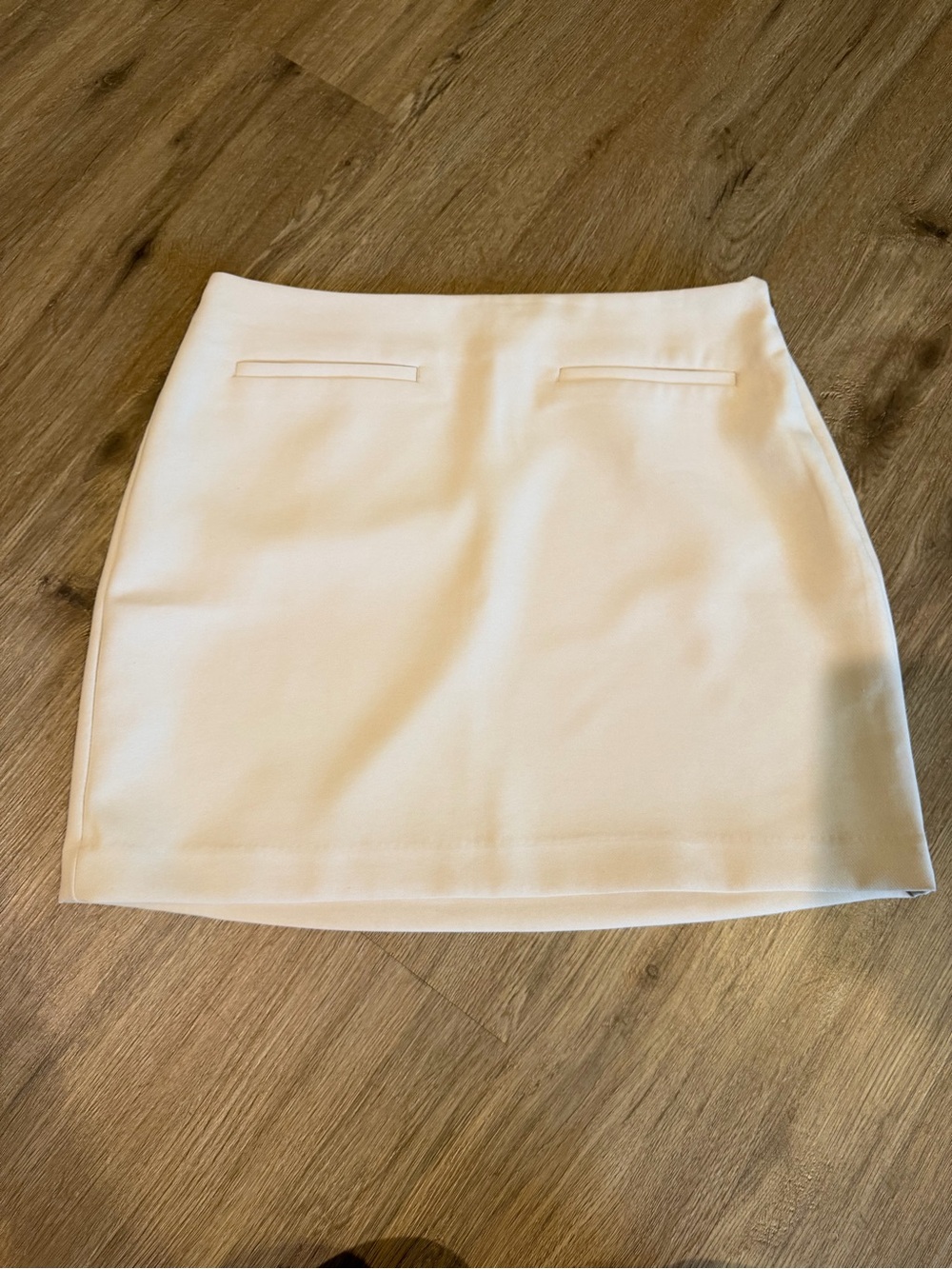 LOFT Cream Mini Skirt with Front Welt Details